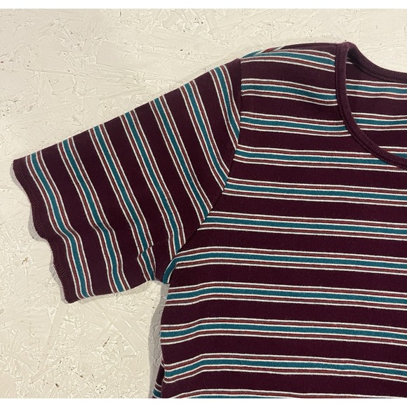 Vintage Eddie Bauer Button Up T Shirt Womens Medium Striped Purple Blue - Picture 4 of 11